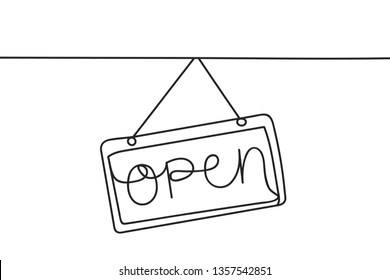 Cool minimal continuous line open sign design vector