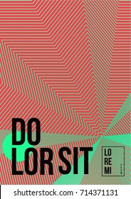 Cool minimal cover in retro futurist style of the 80s. Bright geometric linear blend poster template with lettering. 