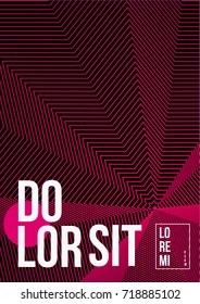 Cool minimal cover in retro futurist style of the 80s. Bright geometric linear blend poster template with lettering. Glitch purple pink neon blend. Trendy business identity, music abstract ads poster.