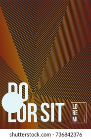 Cool minimal cover in retro futurist style of the 80s. Bright geometric linear blend poster template with lettering. Glitch orange purple neon blend. Trendy business identity, music abstract poster.