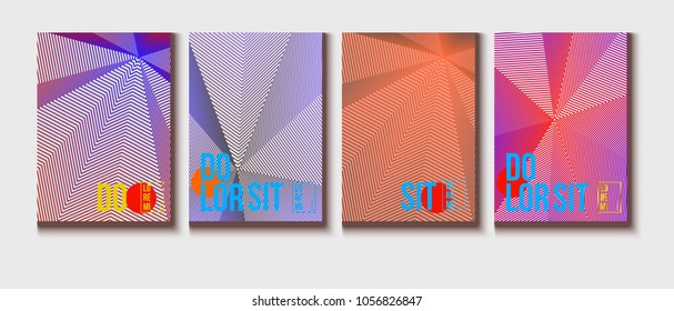 Cool Minimal Covers Set. Modern Blend Funky Corporate Identity. Futuristic Pattern, Geometric Business Backgrounds. Trendy Neon Halftone Covers Set. Neon Colored Bright Shapes, Glitch Design.