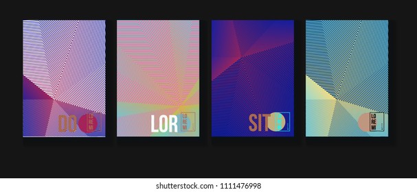 Cool Minimal Covers Set. Moderne Mischung funky Corporate Identity. Futuristische Poster, geometrische Geschäftshintergründe. VIP Cool Halftone minimale Abdeckungen. Neonfarbene helle Formen, Glitzerdesign.
