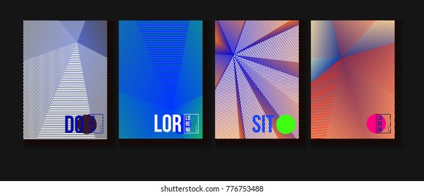 Cool Minimal Covers Set. Modern Blend Funky Corporate Identity. Futuristic Pattern, Fluid Business Backgrounds. Trendy Neon Halftone Covers Set. Neon Colored Bright Shapes, Glitch Design.
