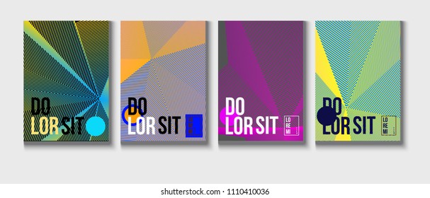 Cool Minimal Covers Set. Simple Corporate Identity Design. Futuristic Pattern, Fluid Business Backgrounds. VIP Cool Halftone Minimal Covers. Neon Colored Bright Shapes, Glitch Design.