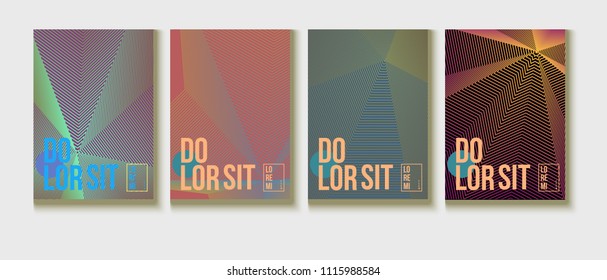 Cool Minimal Covers Set. Trendy Blend Lines Corporate Identity. Futuristic Abstract Geometric Business Backgrounds. Contrast Neon Halftone Covers Set. Neon Colored Retro Shapes, Folder Design.