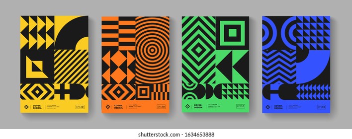 Cool minimal geometric poster collection vector design.  Trendy pattern.