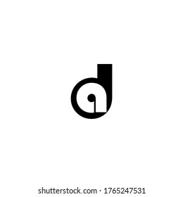 Cool minimal and modern letter DA AD 
monogram logo with black and white color