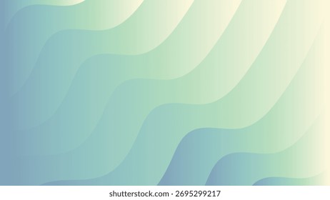 Verde menta fresco y gradiente azul suave Formas onduladas Abstractas Forma orgánica en capas que fluye suave