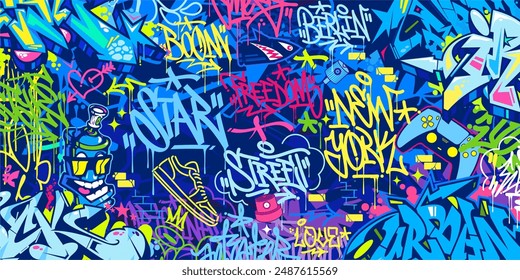 Coole moderne Abstrakte Hip Hop Urbane Street Art Graffiti Stil Vektorillustration Hintergrund Vorlage