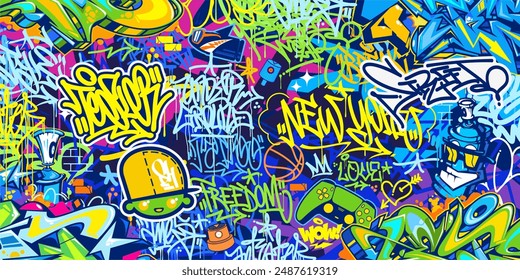 Cool Modern Abstract Hip Hop Urban Street Art Graffiti Style Vector Illustration Background Template