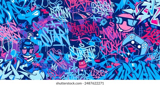 Cool Modern Abstract Hip Hop Urban Street Art Graffiti Style Vector Illustration Background Template