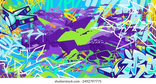 Cool Modern Abstract Hip Hop Urban Street Art Graffiti Style Vector Illustration Background Template