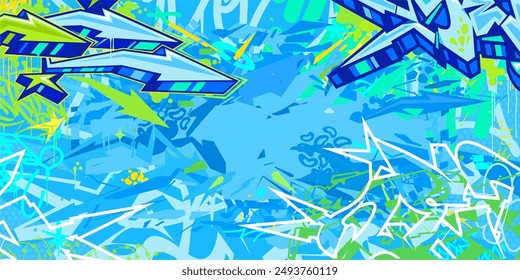 Cool Modern Abstract Hip Hop Urban Street Art Graffiti Style Vector Illustration Background Template