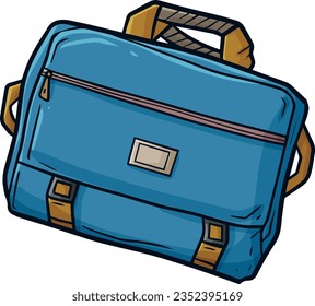 Cool and modern blue sling bag cartoon illustration