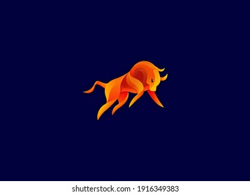 A cool and modern bull logo design. It is suitable for a company logo, sports logo, and a product logo.