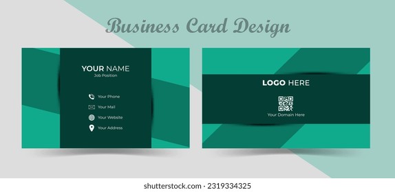 Cool and modern business card design. Luxury and elegant green business card template with corporate style minimalist print template.	