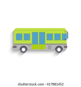 Cool modern flat design public transport items bus, side view, isolated. Vector Illustration