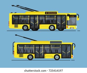 Cool modern flat design public transport. trolley
