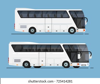 Cool modern flat design public transport. international, long-distance bus