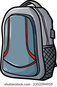 Ilustración de dibujos animados de mochila roja gris moderna