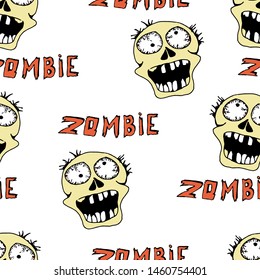 Cool modern hand drawn patterns for teens with a zombie. Seamless backgrounds for the design of textiles, phone covers, web sites, gift wrapping, notebooks, t-shirt, prints.