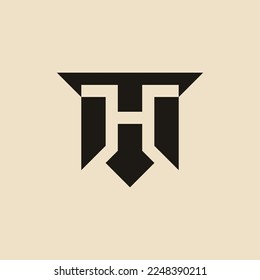 cool and modern letter TH or HT logo