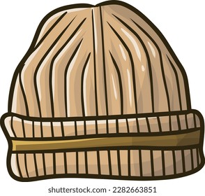 Cool modern light brown beanie hat cartoon illustration