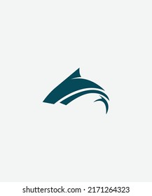 Cool modern logo of a cruel sea shark with a position changing direction in the form of a line