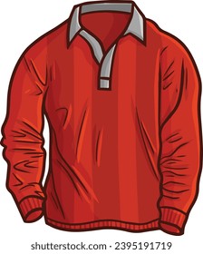 Cool modern red long sleeve shirt cartoon illustration