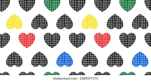 Cool modern seamless pattern with hearts in a checkered pattern. Youth design. Background for wrapping paper, banner with hearts