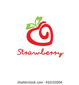 Cool modern strawberry icon logo vector illustration isolated over white background