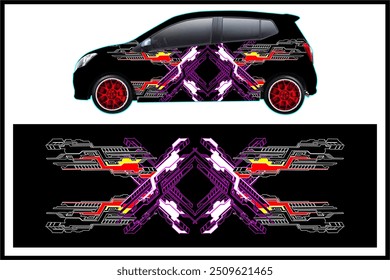Cool and modern vector wrap car design with bright color combination