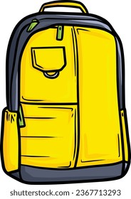 Cool modern yellow black backpack cartoon illustration