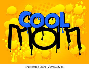Cool Mom. Graffiti tag. Abstract modern street art decoration performed in urban painting style.