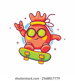 cool money bag character mascot playing skateboard isolated cartoon