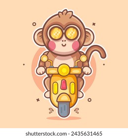 cool monkey animal character mascot riding scooter motorcycle isolated cartoon