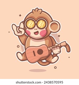 mascota de personaje animal mono genial jugando a la guitarra
