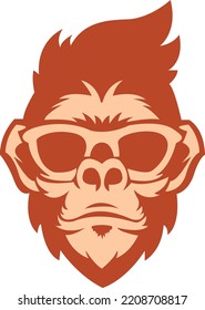 Cool monkey  cartoon vector icon illustration. animal