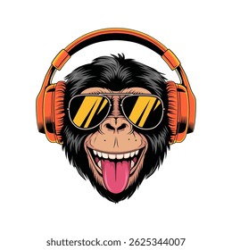 Cool monkey character with glasses and headphones.