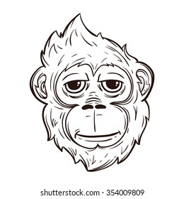 Cool Monkey Face With Line Art Style