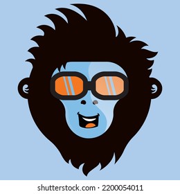 Cool monkey with glasses logo vector.  monkey vector logo design.