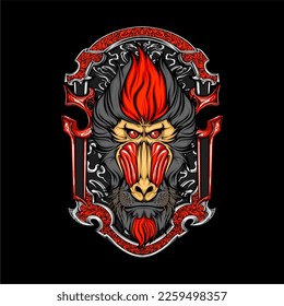 cool monkey head illustration for t shirt design