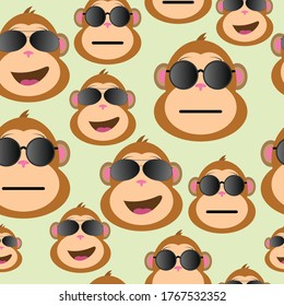 Cool monkey head with sunglass seamless pattern wallpaper perfect for clothing fabric