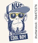 Cool Monkey illustration with cool slogan for t-shirt and other uses.