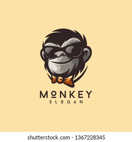 cool monkey logo design vector illustrator