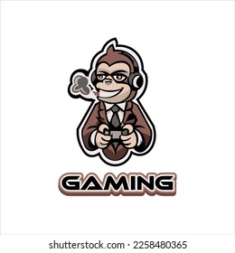 Cool Monkey Mascot Gaming logo vector premium for esports.