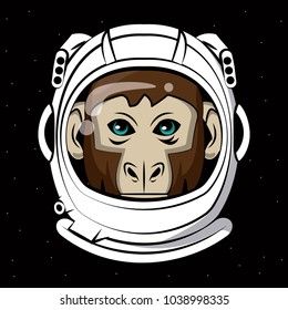 Cool monkey on astronaut helmet print for t shirt