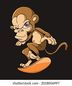 The cool monkey is playing the board of illustration