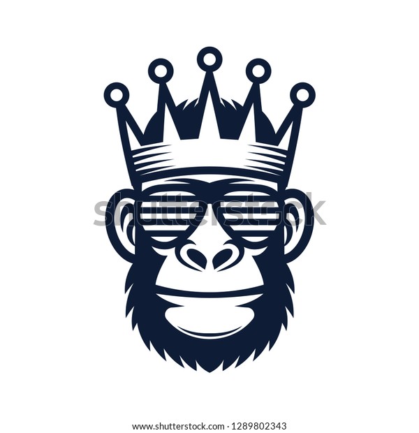 サングラスと王冠をかっこいい猿 キングゴリラのロゴ のベクター画像素材 ロイヤリティフリー 1289802343