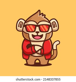 Cool Monkey Wear Sunglasses Cartoon Character